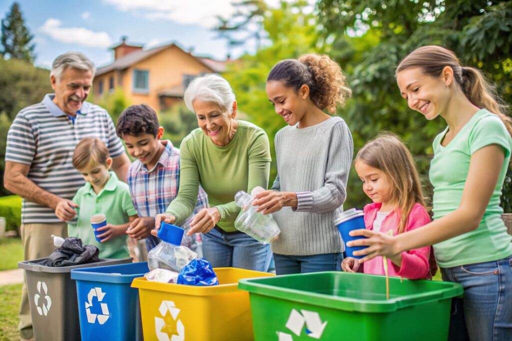 Les gens réduisent, réutilisent, recyclent